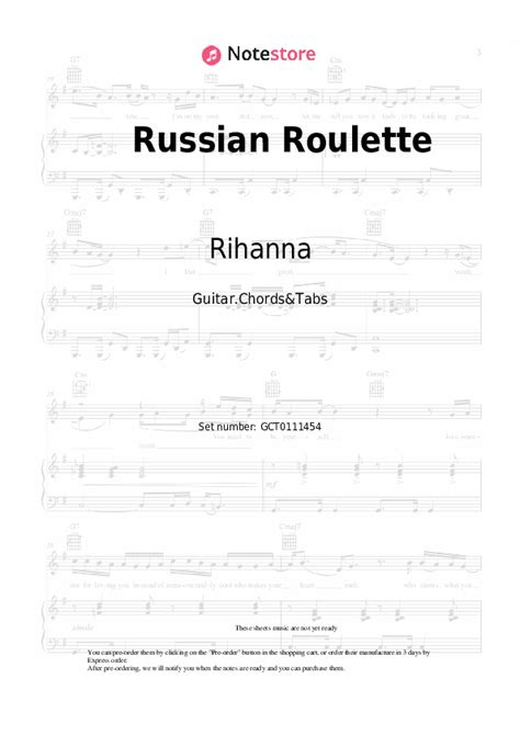 Rihanna — Russian Roulette — accurate guitar chords, tabs.